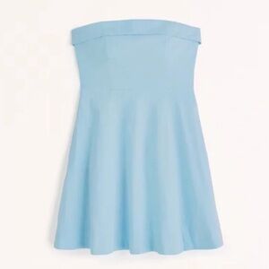 Abercrombie Blue Strapless Linen Blend Mini Dress